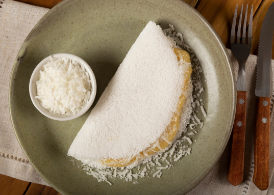 Tapioca com Leite condensado e Coco